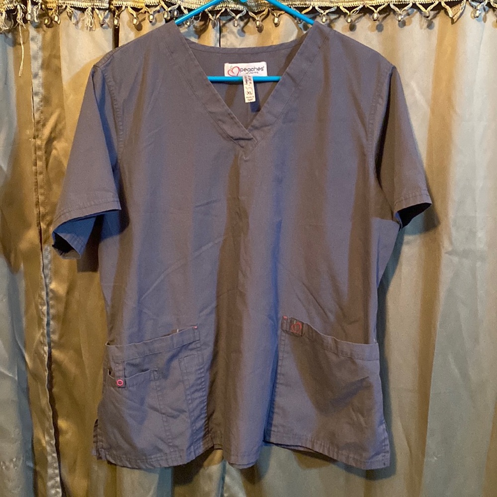 EUC peaches uniform scrub top dark gray size  XL